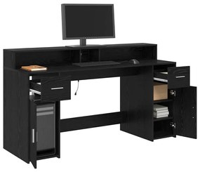 Escrivaninha Carvalho Preto 160x55x91 cm Madeira Engenheirada