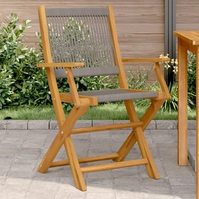 vidaXL Cadeiras de jardim 2 pcs acácia maciça e polipropileno cinzento