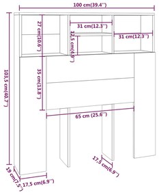 Cabeceira de Cama Dakota com Prateleiras de 100cm - Branco Brilhante -