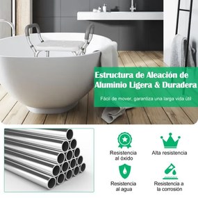 Banco de duche para idosos Banco de banho com altura regulável Braços almofadados Pés antiderrapantes 59 x 43 x 54-67 cm