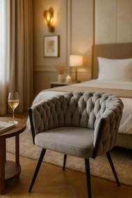 Cadeira Widny Black Veludo - Cinza claro