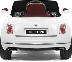 Carro elétrico para crianças até aos 5 anos Bentley Mulsanne 12V, pneus de borracha EVA, controlo remoto Branco
