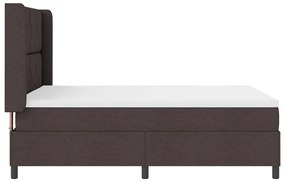 Cama Box com Colchão Marrom Escuro 140x190 cm em Tecido