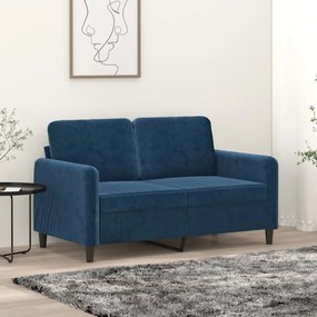 vidaXL Sofá de 2 lugares veludo 120 cm azul
