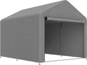 Outsunny Tenda de Jardim para Bicicletas com Estrutura de Metal Galvanizado Porta com Fecho Impermeável Anti-UV 2,4x2x2 m Cinzento | Aosom Portugal
