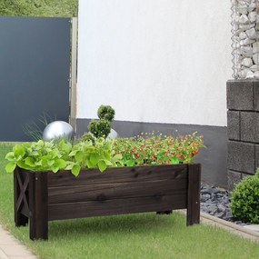 Floreira de Madeira Retangular com Pés para Flores Plantas Cultivos 100x36,5x36cm Castanho