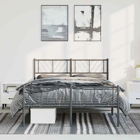 Estrutura de cama com cabeceira e pés 150x200 cm metal preto
