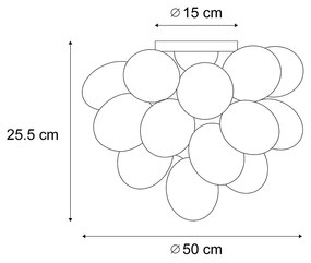 Candeeiro de Teto Design Latão com Vidro Arco-Íris 6 Luzes - Uvas Design