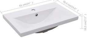 Lavatório embutido 61x39,5x18,5 cm cerâmica branco