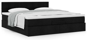 Estrutura de cama otomana com colchão 160x200 cm tecido preto