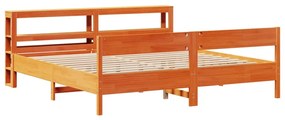 Cama sem colchão 180x200 cm pinho maciço castanho-mel