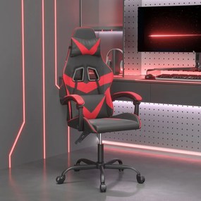 vidaXL Cadeira gaming giratória couro artificial preto e vermelho