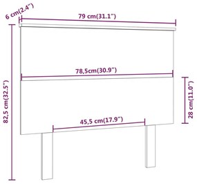 Cabeceira de cama 79x6x82,5 cm pinho maciço