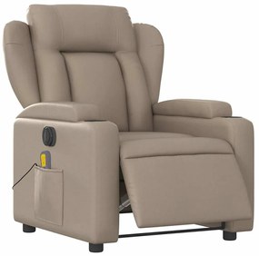 Poltrona massagens reclinável elétrica couro artif. cappuccino