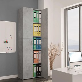 800301 vidaXL Armário escritório 60x32x190 cm contraplacado cinzento cimento