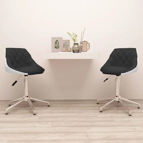 vidaXL Cadeiras jantar giratórias 2 pcs couro artificial preto/branco