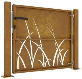 Portão de jardim 105x80 cm aço corten design erva