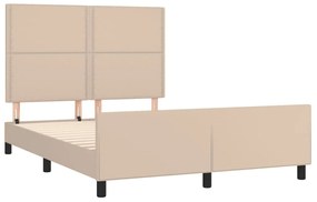 Estrutura cama cabeceira 140x200 cm couro artificial cappuccino