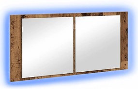 Armário de Espelho LED Madeira Velha 100x12x45 cm