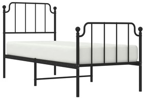 Estrutura de cama com cabeceira e pés 75x190 cm metal preto