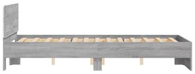 Estrutura cama c/ cabeceira/luzes LED 140x190cm cinzento sonoma