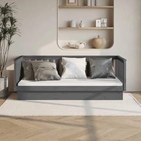 vidaXL Sofá-cama 90 x 200 cm madeira de pinho maciça cinzento