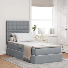 vidaXL Cama com arrumação e colchão Cinzento-claro 100 x 200 cm