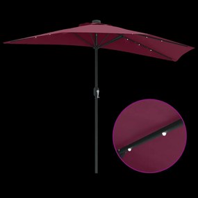Guarda-sol de Jardim Vermelho bordô 294 x 150 x 224 cm tecido