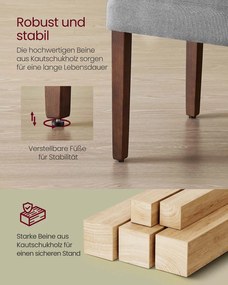 Conjunto de 2 cadeiras de sala de jantar com encosto alto e almofada confortável cinzento