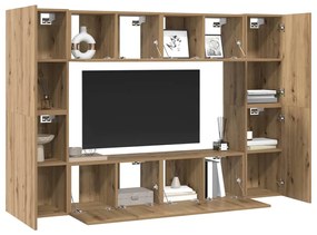 Conjunto de móvel de TV com prateleira 8 pcs carvalho artisiano