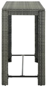 9 pcs conjunto de bar p/ jardim c/ almofadões vime PE cinzento