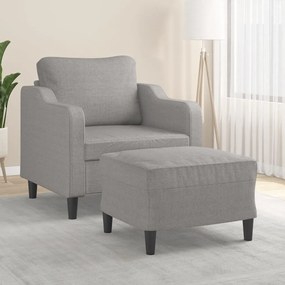 vidaXL Poltrona com apoio de pés 60 cm tecido cinzento-claro