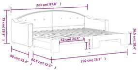 Sofá-cama com gavetão 80x200 cm tecido cinzento-acastanhado