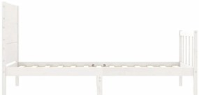 Cama sem colchão 100x200 cm madeira de pinho maciça branco