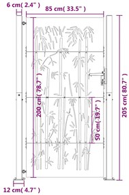 Portão de jardim 105x205 cm aço corten design bambu