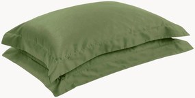 Fronhas de almofada em cetim de algodão Olive Green, conjunto de 2