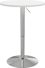 Mesa de bar redonda, mesa alta de cozinha (BANCOS NÃO INCLUIDOS) com altura ajustável 60 L x 60 P x 69-91 A cm, tampo giratório a 360°, branca e prate