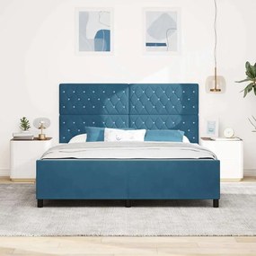 Cama de Veludo Azul Escuro vidaXL 180x200 cm
