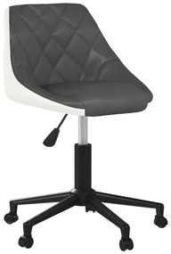 vidaXL Cadeira de jantar giratória couro artificial cinzento e branco