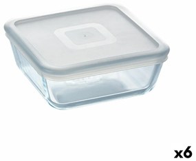 Lancheira Quadrada com Tampa Pyrex Cook & Freeze 850 Ml 14 X 14 cm Transparente Silicone Vidro (6 Unidades)