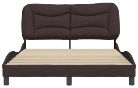 Estrutura de cama sem colchão 140x190 cm tecido castanho-escuro