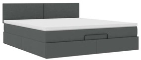 Estrutura de cama otomana com colchão 180x200cm cinzento escuro
