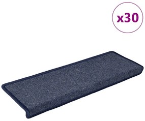 Tapetes de escadas 30 pcs 65x21x4 cm cinzento e azul