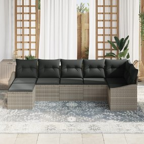 Conjunto de Jantar de Jardim de 7 Peças com Almofadas Cinza Claro em R