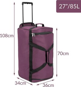 Saco de viagem com rodas 85L 70 x 36 x 34 cm Violeta