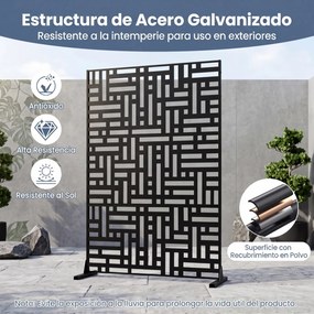 Biombo de Privacidade Exterior, 121 x 40 x 183 cm, Aço Galvanizado, Preto