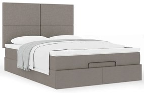 Estrutura de cama otomana com colchão tecido cinzento 140x200cm