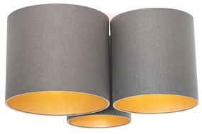 Luminária de teto taupe com interior dourado 3 luzes - Multidrum Moderno