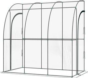 Estufa de jardim encostada, estufa de varanda, lona reforçada em PVC, 2 portas enroláveis, 214 x 118 x 212 cm, transparente