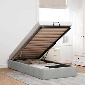 Ottoman Bed Frame Sem Colchão Cinzento Claro 90x200 cm Veludo